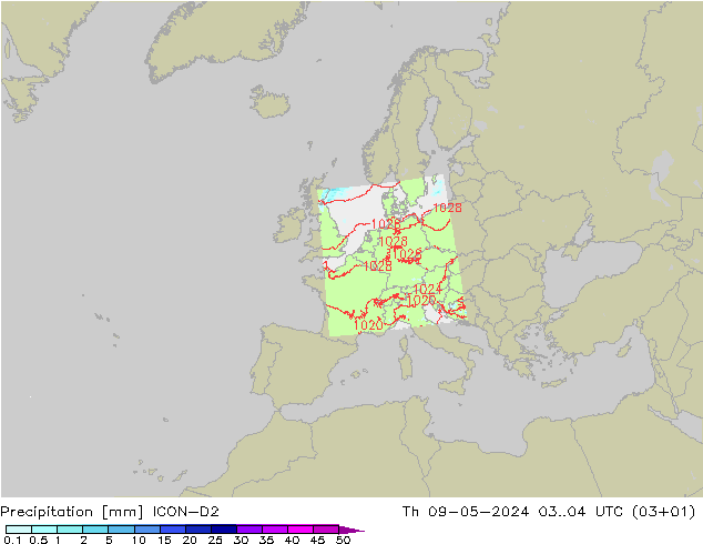 Niederschlag ICON-D2 Do 09.05.2024 04 UTC