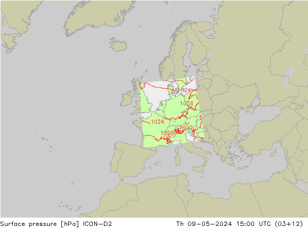 Bodendruck ICON-D2 Do 09.05.2024 15 UTC