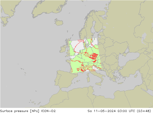 Bodendruck ICON-D2 Sa 11.05.2024 03 UTC