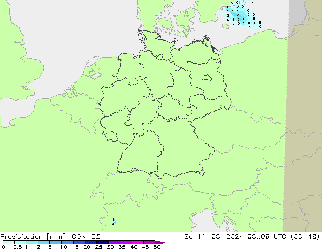 precipitação ICON-D2 Sáb 11.05.2024 06 UTC