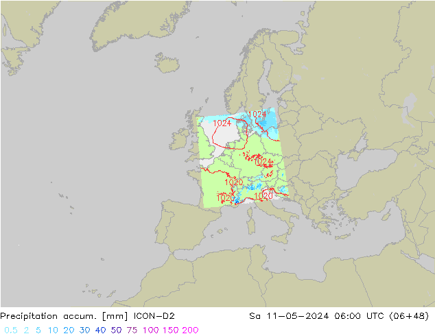Toplam Yağış ICON-D2 Cts 11.05.2024 06 UTC