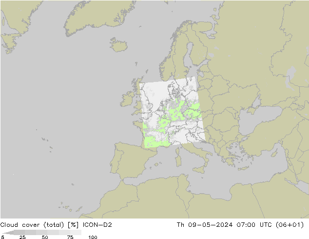 云 (总) ICON-D2 星期四 09.05.2024 07 UTC