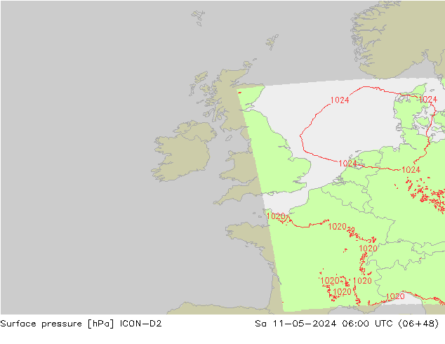 приземное давление ICON-D2 сб 11.05.2024 06 UTC