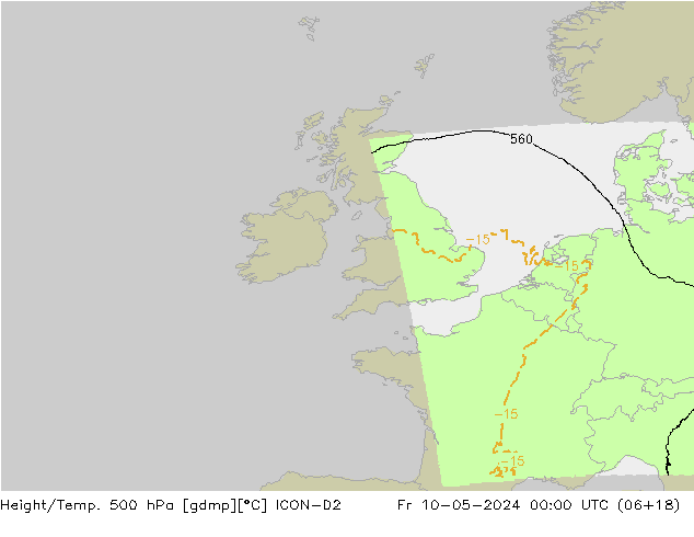 Géop./Temp. 500 hPa ICON-D2 ven 10.05.2024 00 UTC