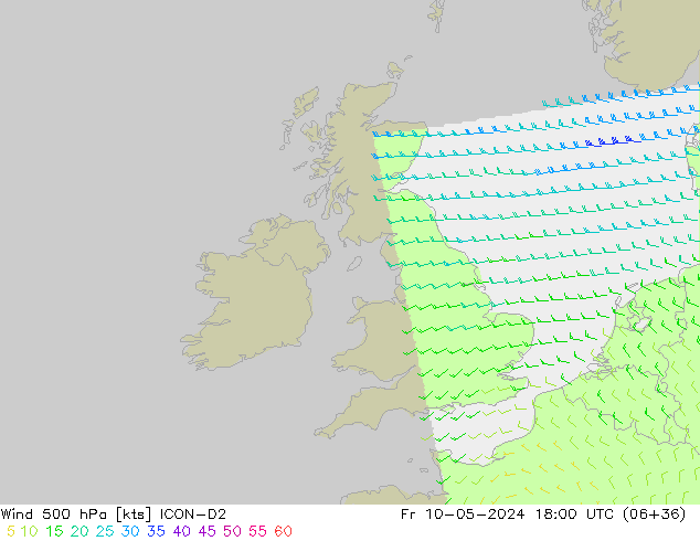 Rüzgar 500 hPa ICON-D2 Cu 10.05.2024 18 UTC