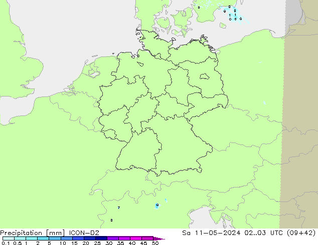 Precipitación ICON-D2 sáb 11.05.2024 03 UTC