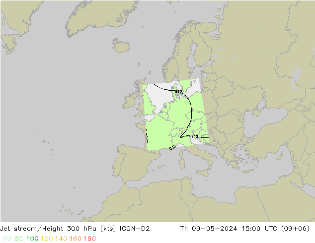 高速氣流 ICON-D2 星期四 09.05.2024 15 UTC
