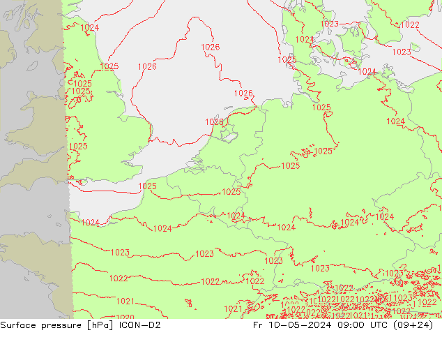 приземное давление ICON-D2 пт 10.05.2024 09 UTC
