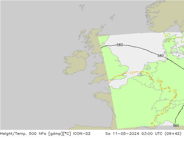 Height/Temp. 500 hPa ICON-D2 so. 11.05.2024 03 UTC