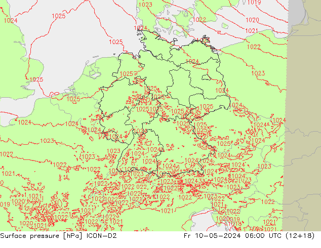 Bodendruck ICON-D2 Fr 10.05.2024 06 UTC