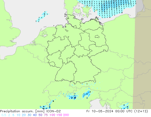 Precipitation accum. ICON-D2  10.05.2024 00 UTC