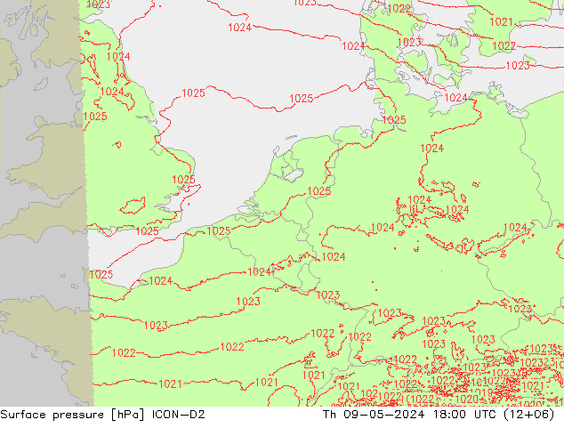приземное давление ICON-D2 чт 09.05.2024 18 UTC