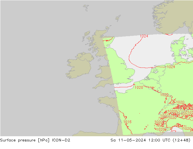 Surface pressure ICON-D2 Sa 11.05.2024 12 UTC