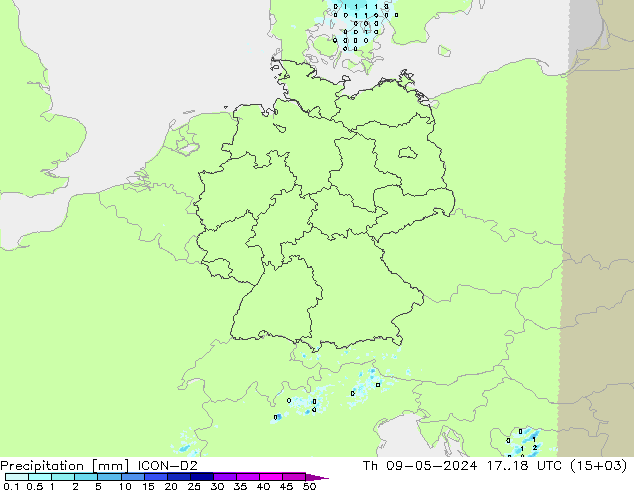 Niederschlag ICON-D2 Do 09.05.2024 18 UTC