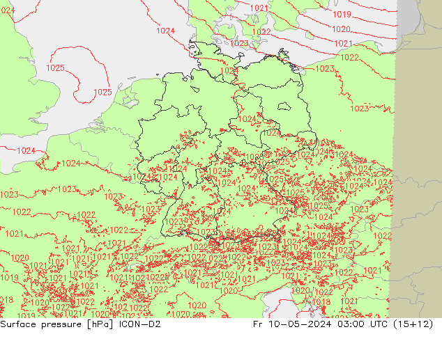 Surface pressure ICON-D2 Fr 10.05.2024 03 UTC