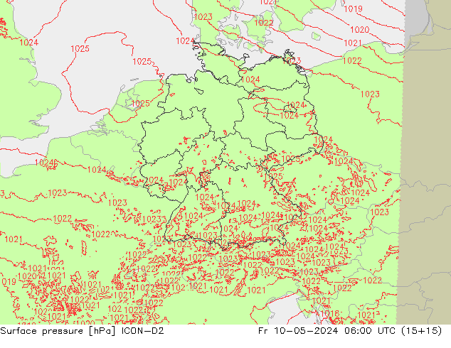 pressão do solo ICON-D2 Sex 10.05.2024 06 UTC