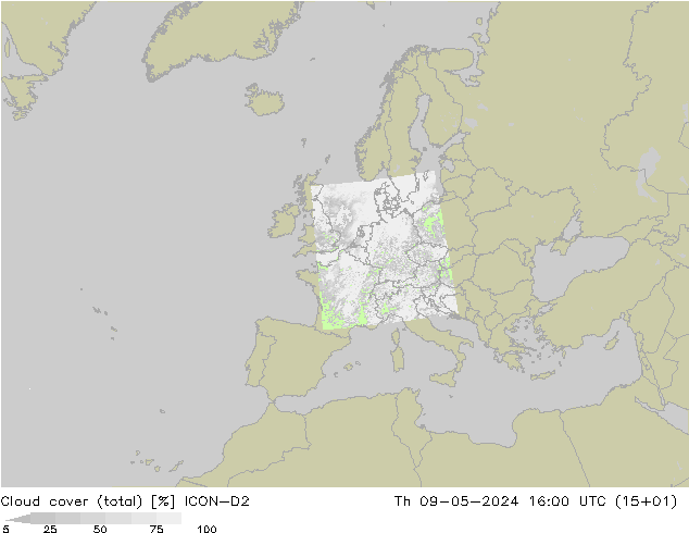 Wolken (gesamt) ICON-D2 Do 09.05.2024 16 UTC