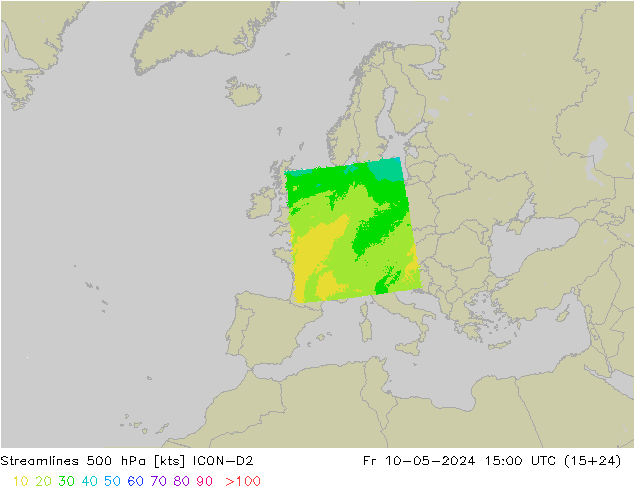 风 500 hPa ICON-D2 星期五 10.05.2024 15 UTC