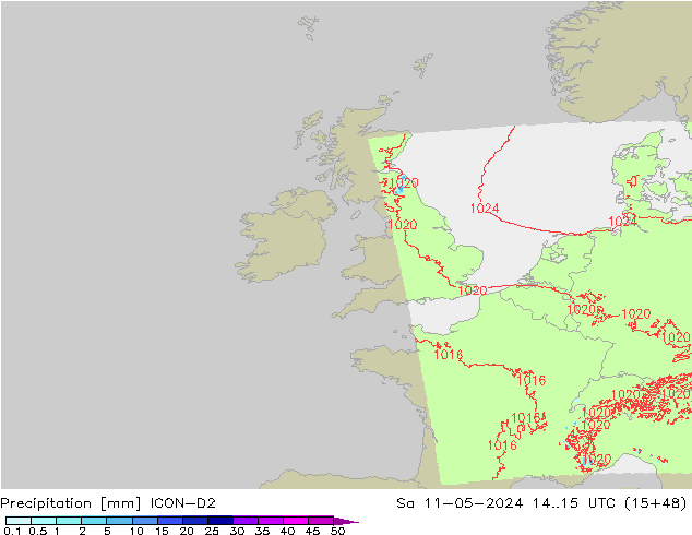 Niederschlag ICON-D2 Sa 11.05.2024 15 UTC