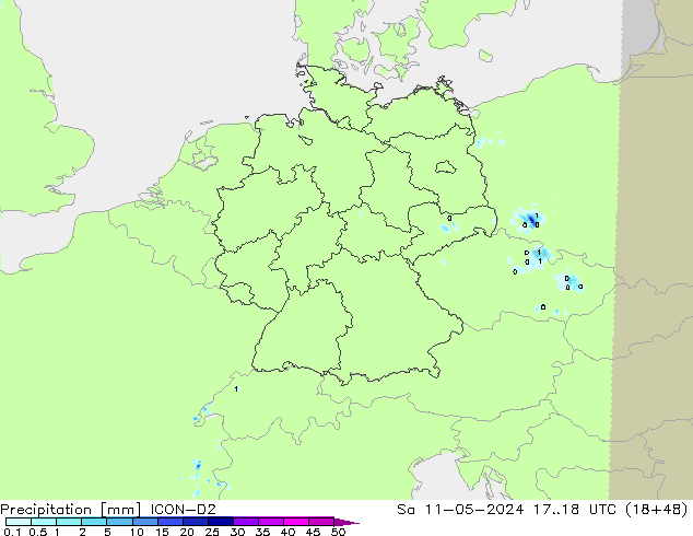 Precipitazione ICON-D2 sab 11.05.2024 18 UTC