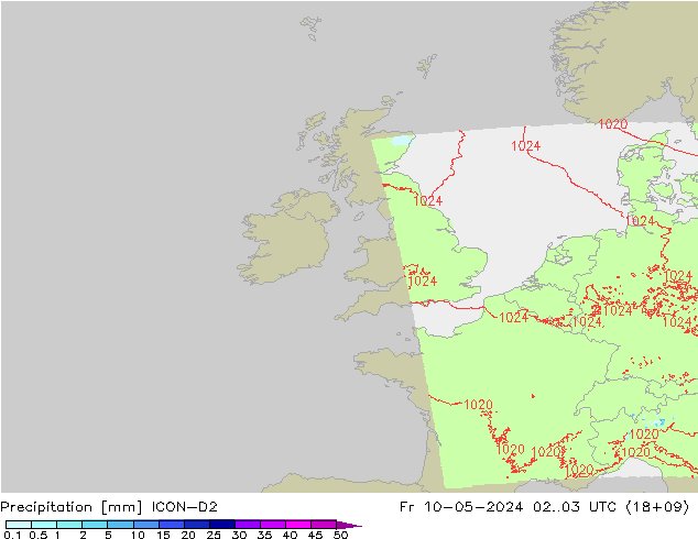 Neerslag ICON-D2 vr 10.05.2024 03 UTC