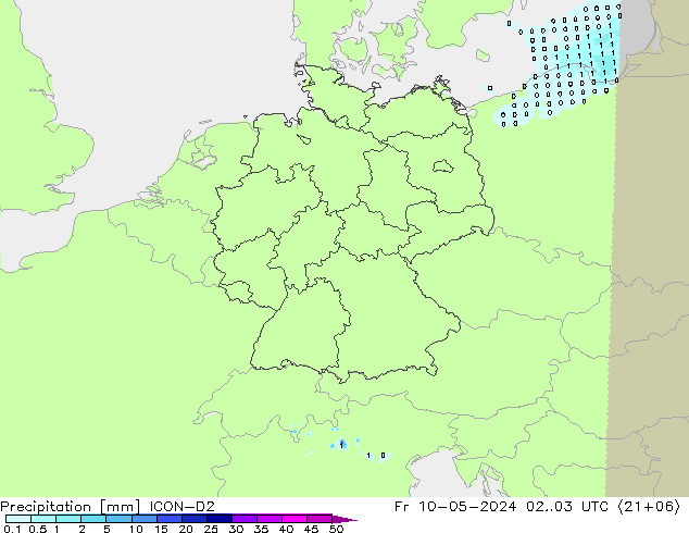 Niederschlag ICON-D2 Fr 10.05.2024 03 UTC