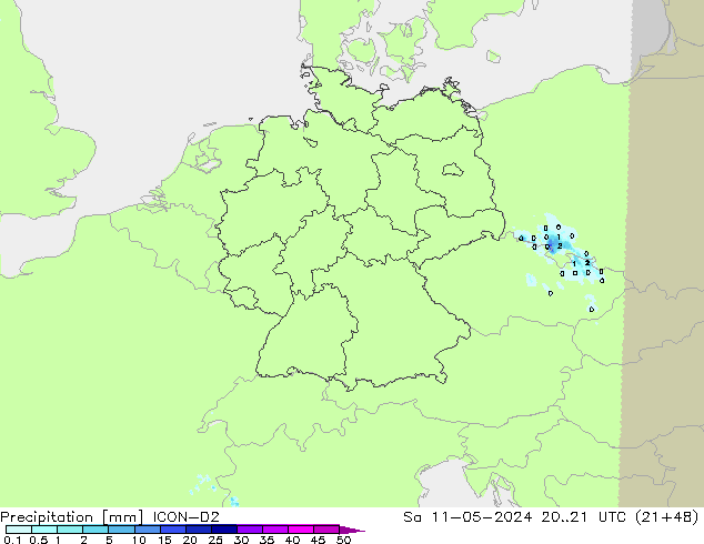 Precipitation ICON-D2 Sa 11.05.2024 21 UTC