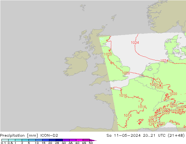 Neerslag ICON-D2 za 11.05.2024 21 UTC