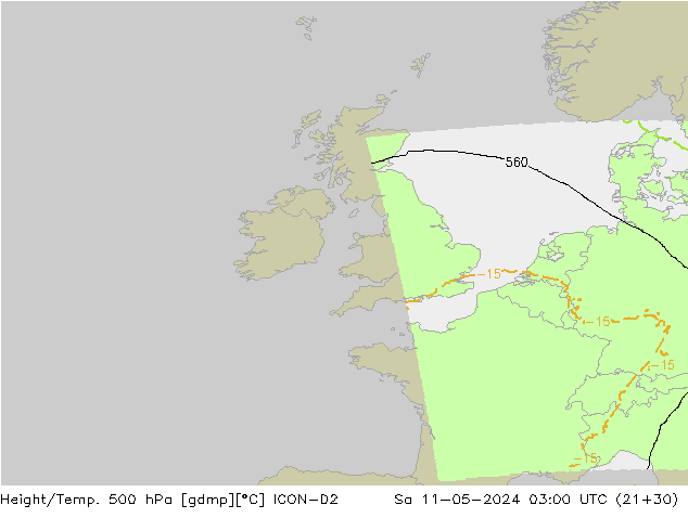 Height/Temp. 500 hPa ICON-D2 Sa 11.05.2024 03 UTC