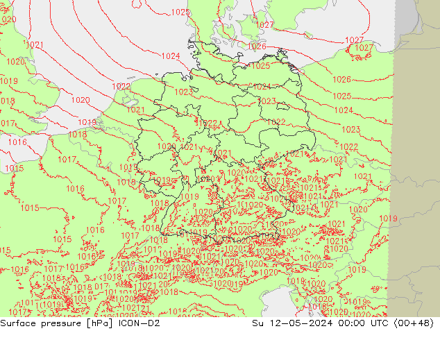 Atmosférický tlak ICON-D2 Ne 12.05.2024 00 UTC