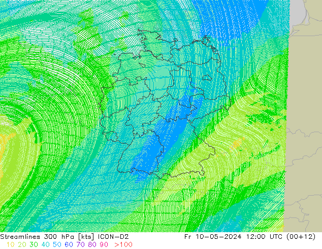 风 300 hPa ICON-D2 星期五 10.05.2024 12 UTC