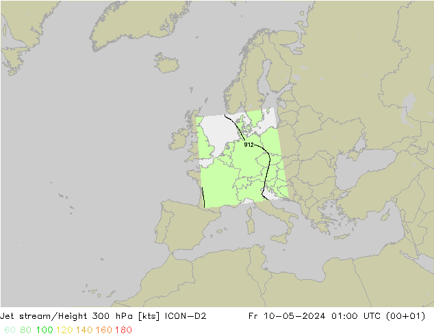 Jet Akımları ICON-D2 Cu 10.05.2024 01 UTC