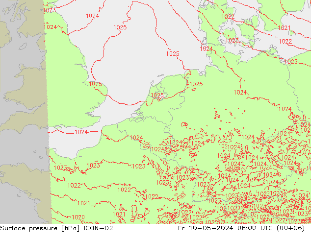 Bodendruck ICON-D2 Fr 10.05.2024 06 UTC