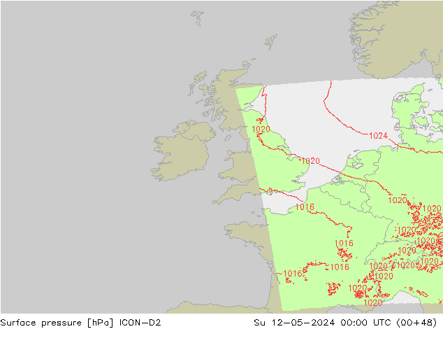 pression de l'air ICON-D2 dim 12.05.2024 00 UTC