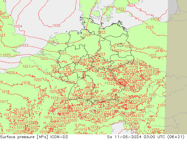 Bodendruck ICON-D2 Sa 11.05.2024 03 UTC