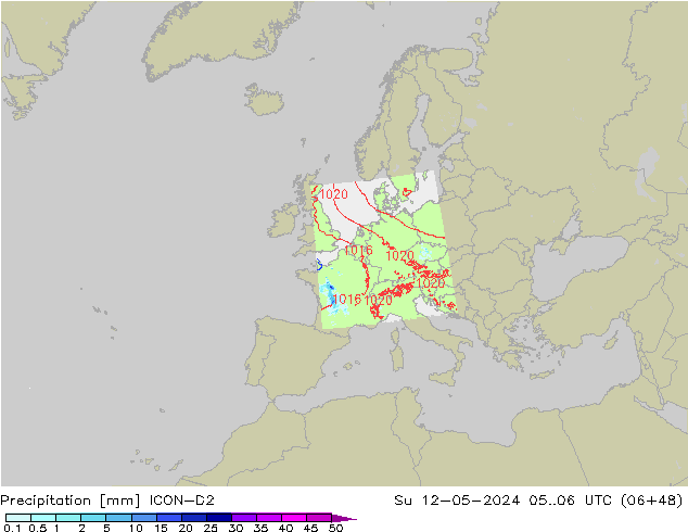 Niederschlag ICON-D2 So 12.05.2024 06 UTC