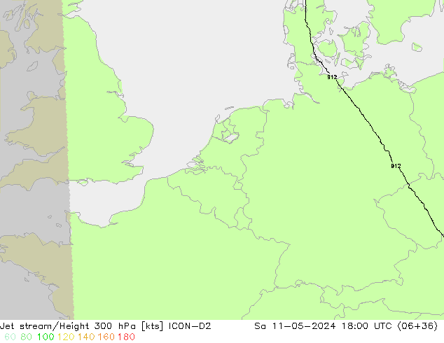 Corrente a getto ICON-D2 sab 11.05.2024 18 UTC