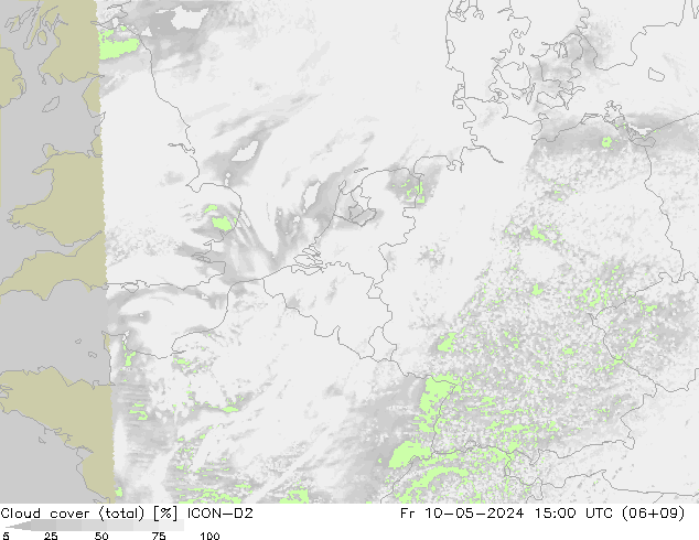 Wolken (gesamt) ICON-D2 Fr 10.05.2024 15 UTC
