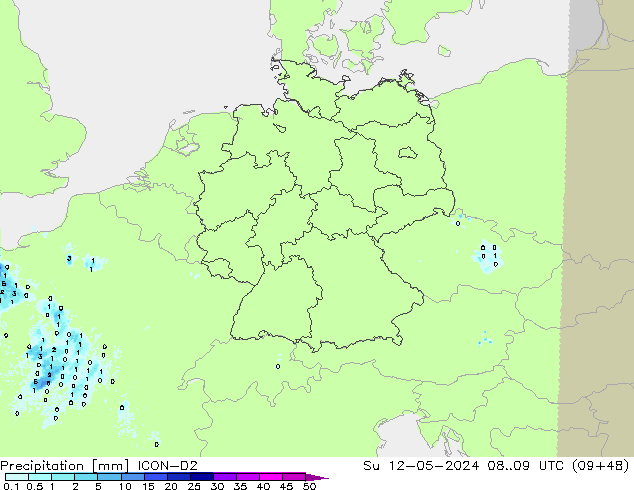 Precipitación ICON-D2 dom 12.05.2024 09 UTC