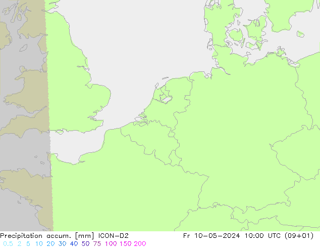 Precipitation accum. ICON-D2 Fr 10.05.2024 10 UTC