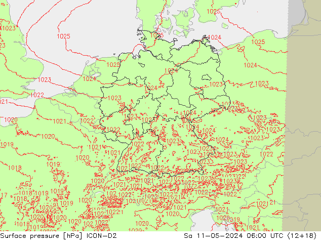 Bodendruck ICON-D2 Sa 11.05.2024 06 UTC