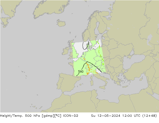 Height/Temp. 500 hPa ICON-D2 Su 12.05.2024 12 UTC