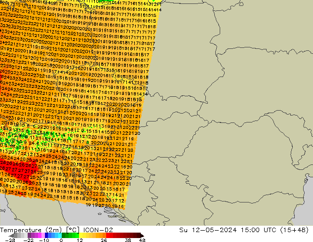 карта температуры ICON-D2 Вс 12.05.2024 15 UTC