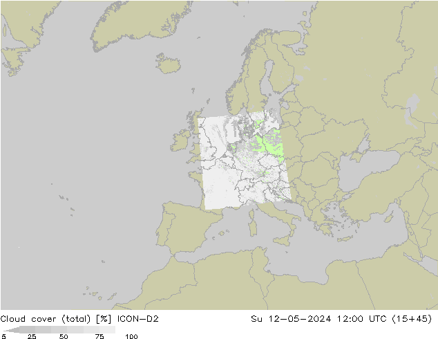 Nuages (total) ICON-D2 dim 12.05.2024 12 UTC