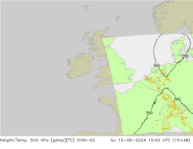 Height/Temp. 500 hPa ICON-D2 So 12.05.2024 15 UTC