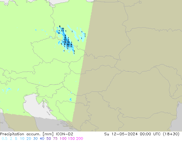 Precipitation accum. ICON-D2 Ne 12.05.2024 00 UTC