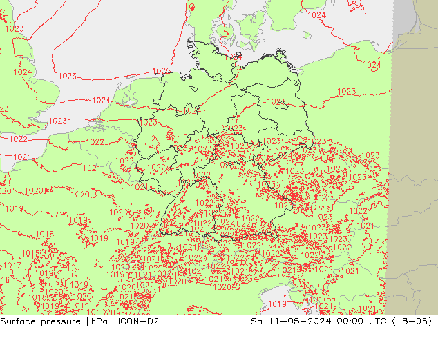 Bodendruck ICON-D2 Sa 11.05.2024 00 UTC