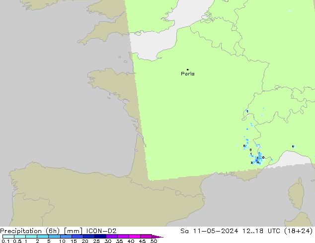 Nied. akkumuliert (6Std) ICON-D2 Sa 11.05.2024 18 UTC