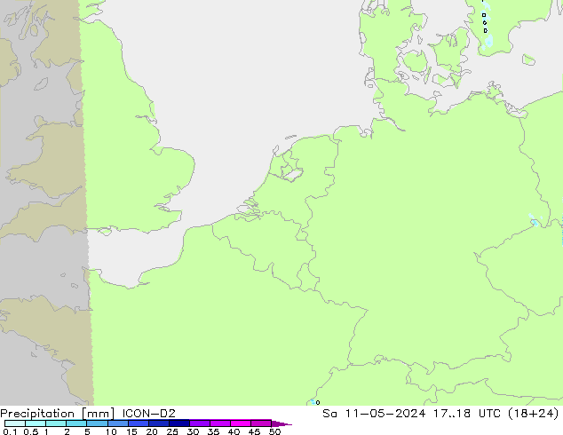 Precipitation ICON-D2 Sa 11.05.2024 18 UTC