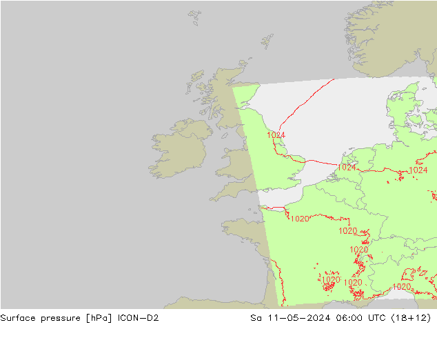 Luchtdruk (Grond) ICON-D2 za 11.05.2024 06 UTC
